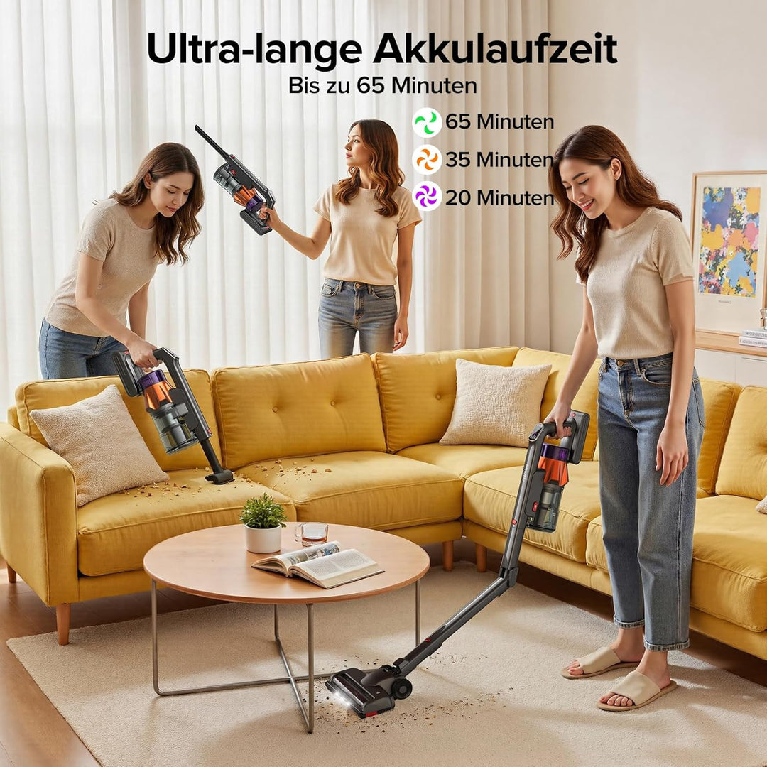 Lubluelu Akku Staubsauger kabellos, 55 kPa, 600 W, selbststehend &amp; faltbar, bis zu 65 Min. Laufzeit,