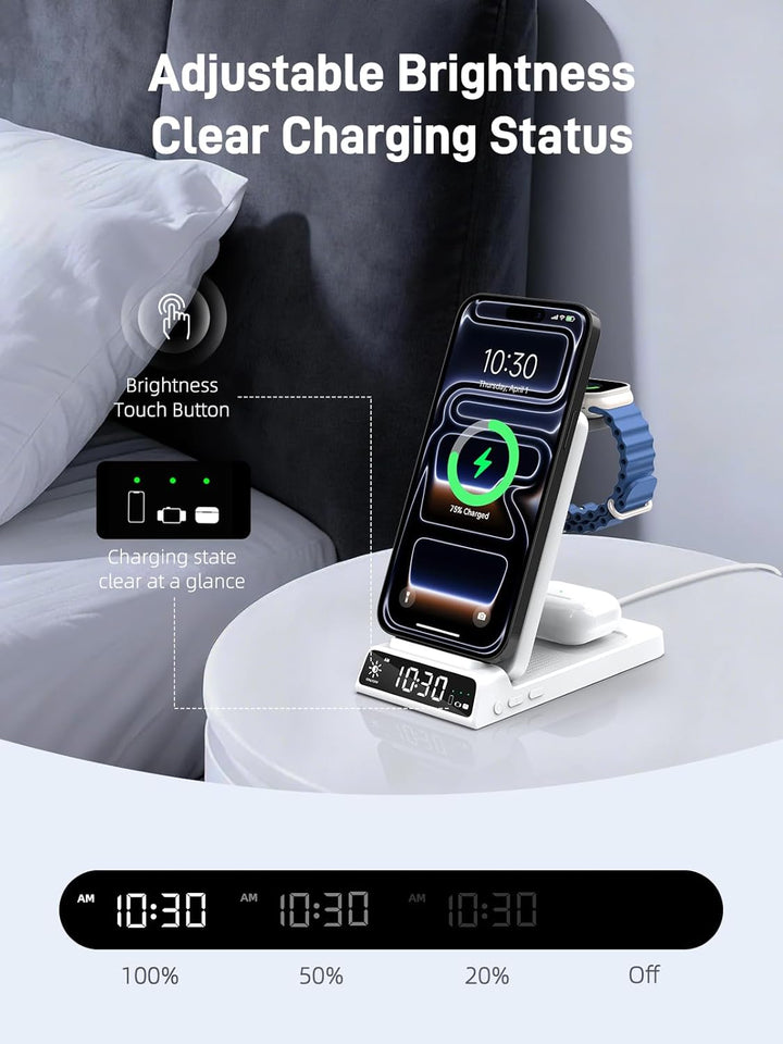 Mag-Safe Ladestation für Apple Watch und iPhone, 3 in 1 Induktive Ladestation ladegerät für iPhone 1