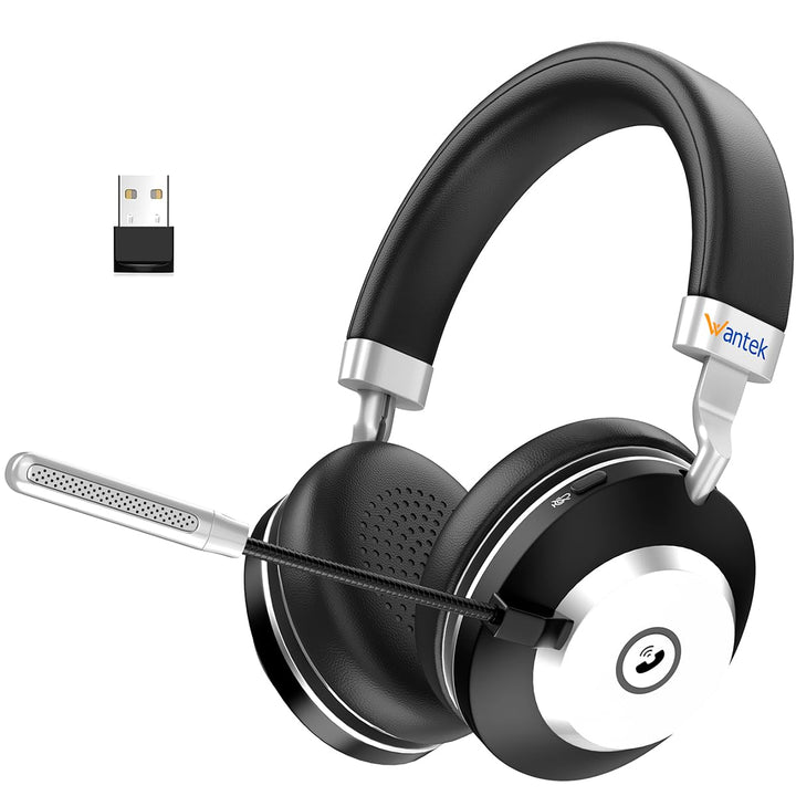 Wantek Kabelloses Headset, Bluetooth Headset mit Mikrofon USB-Dongle, Kabelloses Headset mit Mikrofo