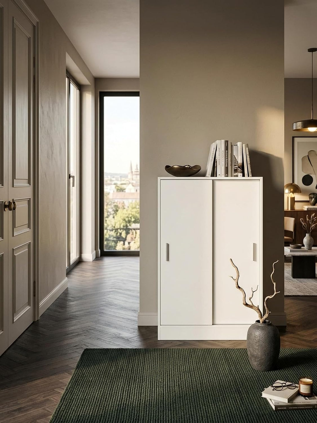 Aktenschrank WL5.817 Holz 60 x 107,5 x 28,5 cm Weiss | Design Mehrzweckschrank | Büroschrank Modern