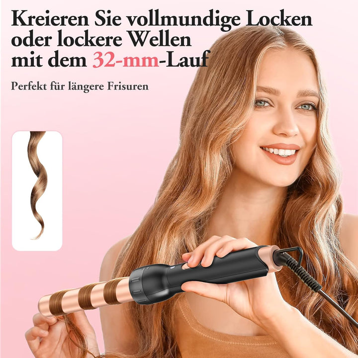 5 in 1 Keramik Lockenstab Set,Lockenstab mit Verschiedenen Aufsätzen für Grosse und Kleine Locken, 9