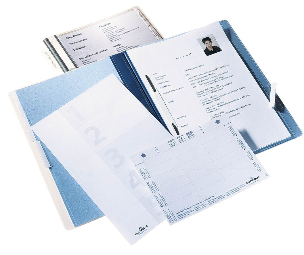 Durable Personalhefter mit Deckblatt und Taben, 5 Unterteilungen, inkl. Hängeschiene, 5 Stück, blau,