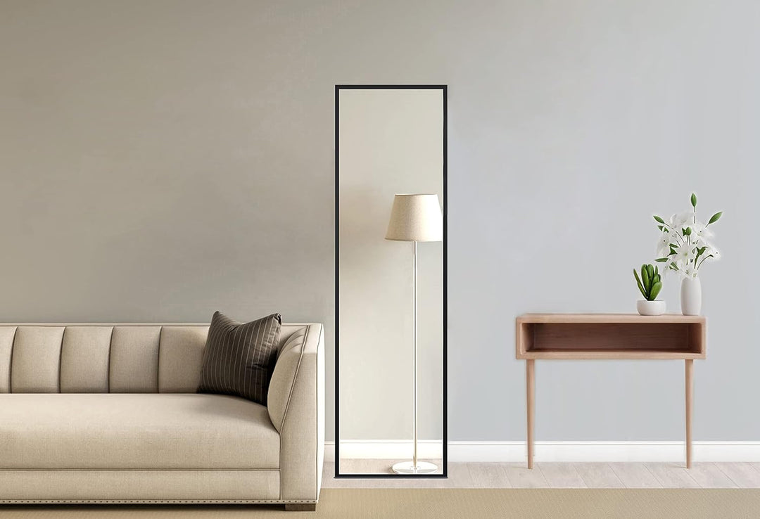 BD-Baode Wandspiegel Schwarz 40 x 140cm Rechteckiger Metallrahmen Spiegel Wandspiegel für Garderobe