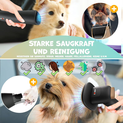 KESSER® Hundeschermaschine mit Staubsauger | Leise Schermaschine mit AKKU | Haustierpflegeset mit Zu