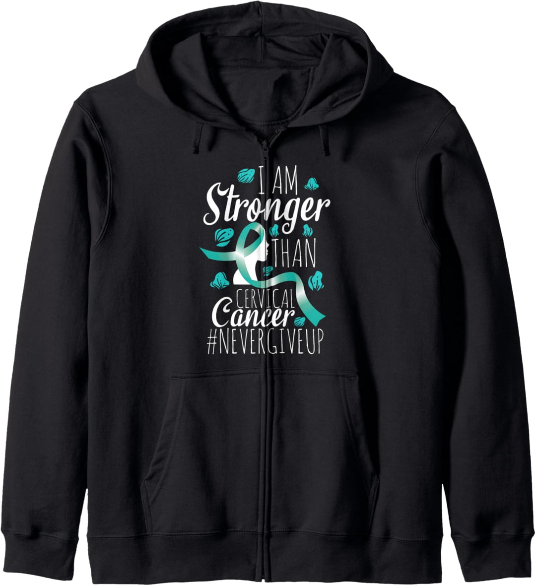 Cervical Cancer Awareness Teal Ribbon Ich bin stärker Kapuzenjacke