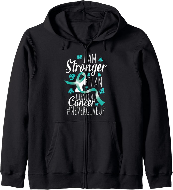 Cervical Cancer Awareness Teal Ribbon Ich bin stärker Kapuzenjacke