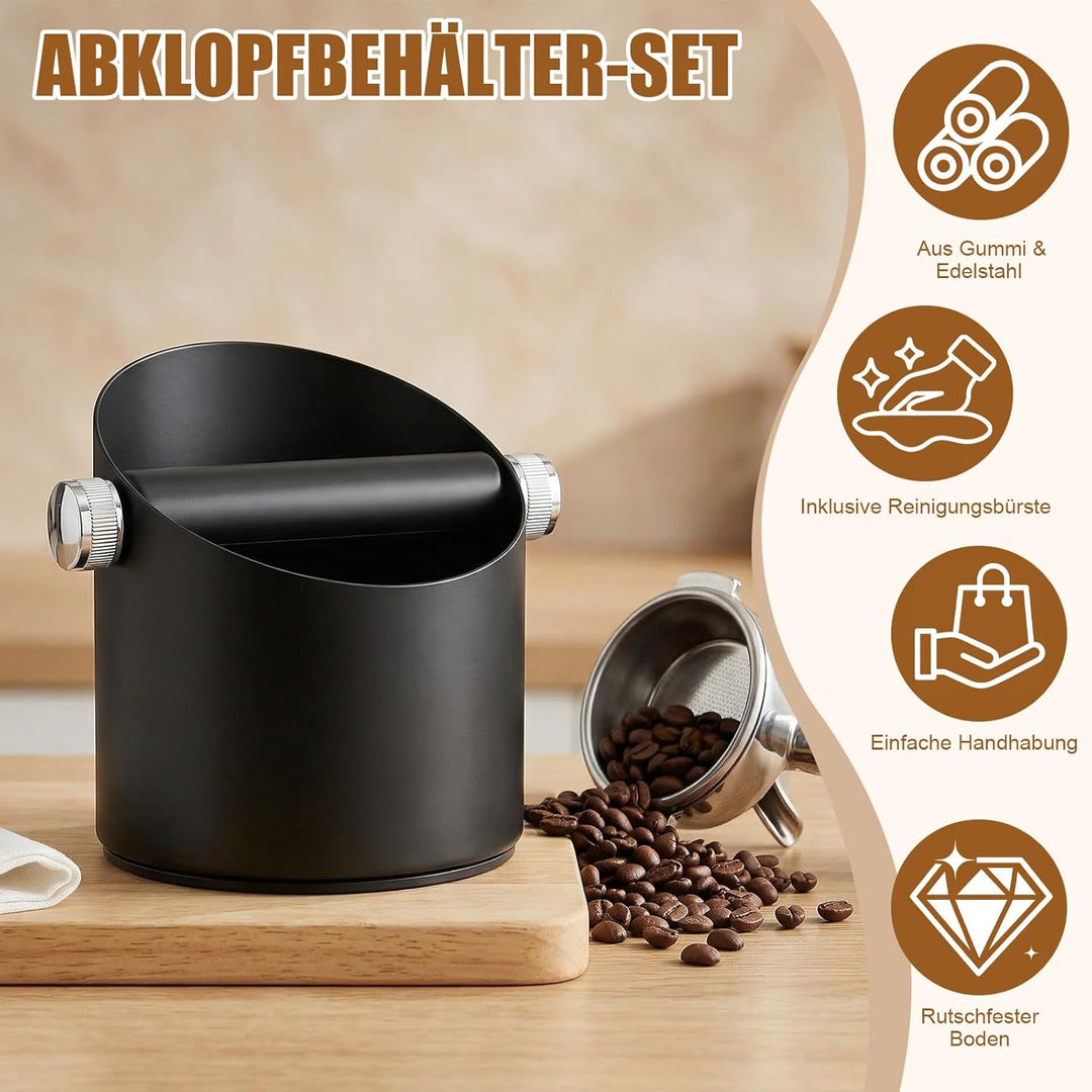 Abklopfbehälter für Siebträger, Edelstahl Gross Espresso Kaffeesatz Abschlagbehälter Knock Box für K
