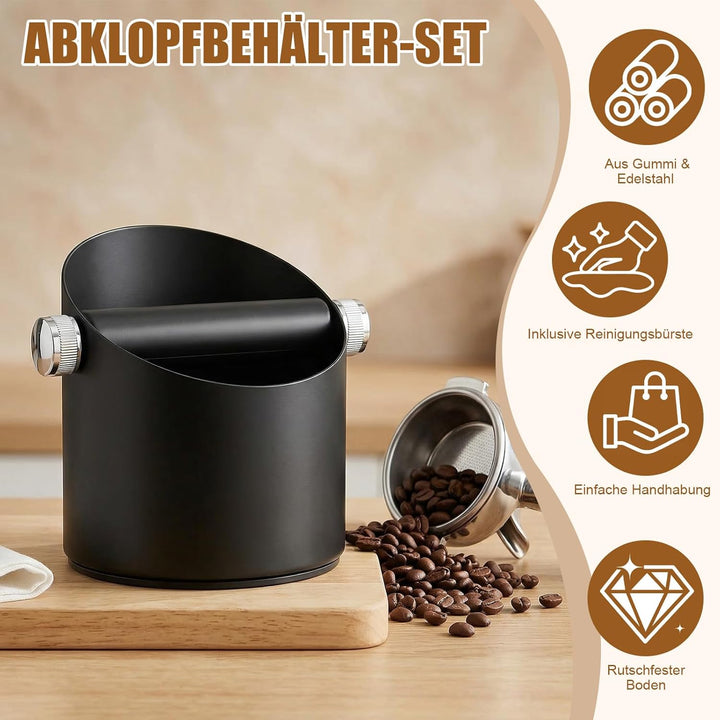 Abklopfbehälter für Siebträger, Edelstahl Gross Espresso Kaffeesatz Abschlagbehälter Knock Box für K