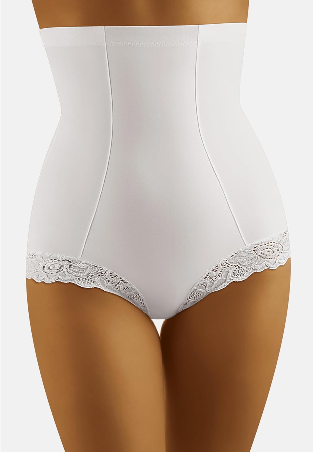 Wolbar WB36 Dame Slip Hoher Bund Shapewear Silikonborte, weiss,X-Large