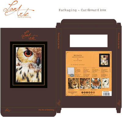 LANARTE PN Zählmusterpackung Eule Zählstoff Kreuzstichpackung, Baumwolle, Mehrfarbig, 19 x 26 x 0.3