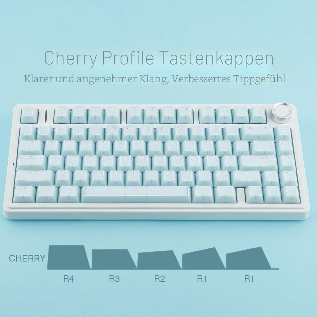 Sunzit Blau Jade Keycaps, Double Shot PBT&PC Tastatur Jelly Keycaps 142 Tasten Cherry Profile Keycap