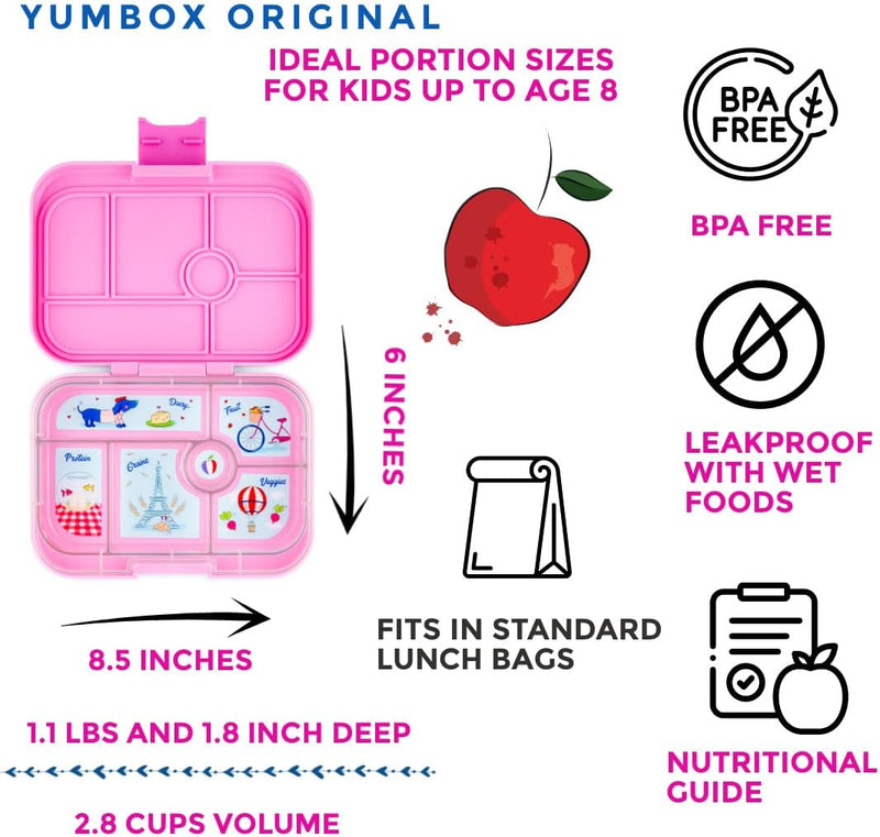 Yumbox Original M Lunchbox - Brotdose 6 Fächer, mittelgross | Bento Box für Kindergarten Kinder, Sch