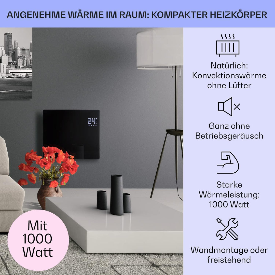 Klarstein Elektroheizung, Konvektor-Heizung mit Bodenrollen, Mobile Energiesparend, Leise , Standger