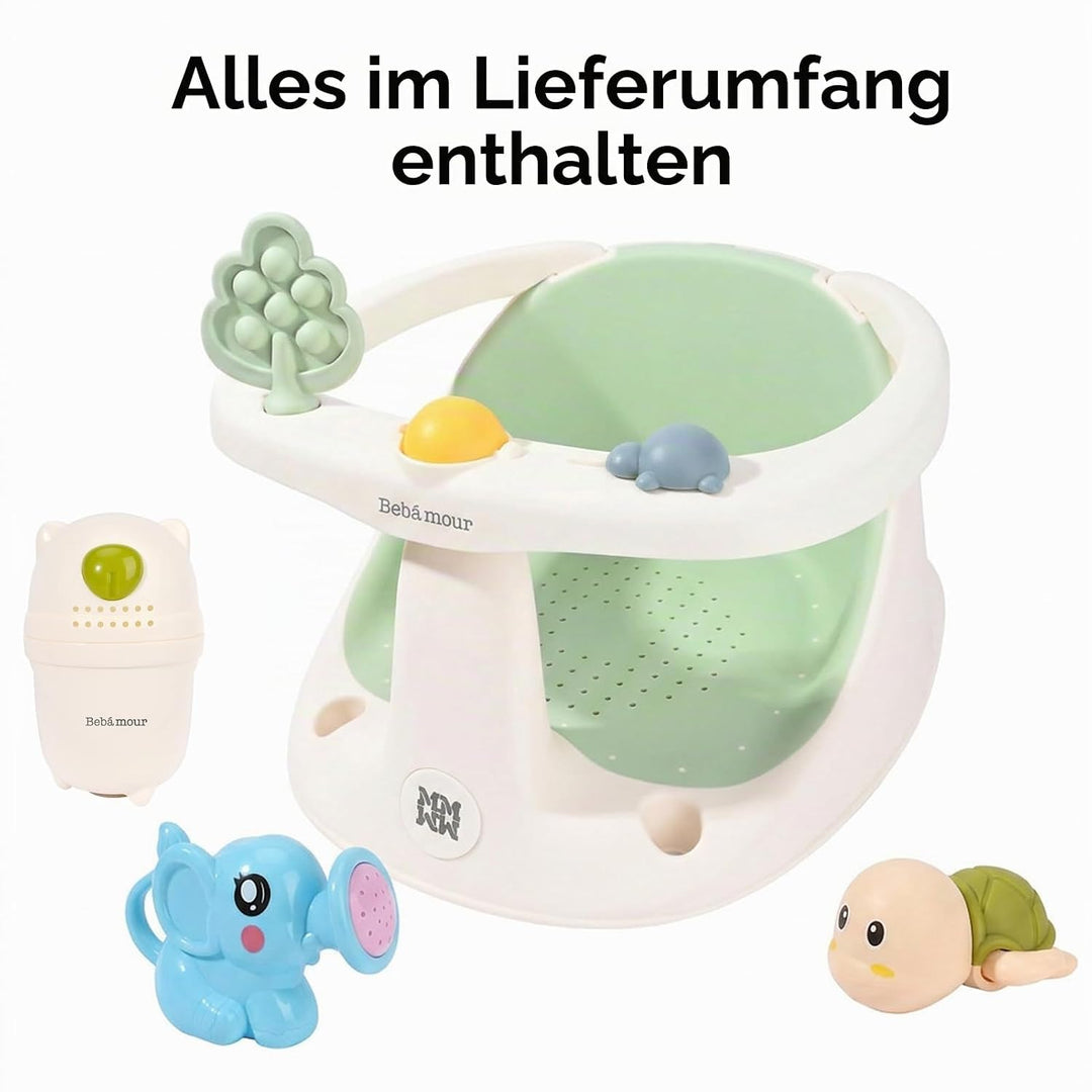Bebamour Baby Badesitz 6 Monate+ Kind Badewanne Rutschfester Badesessel 3 Green, 3 Green