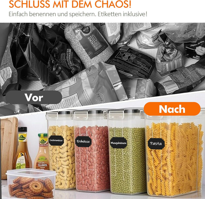 GREELUE Vorratsdosen mit Deckel Luftdicht Set, 4 Stück 4L Aufbewahrungsbox | Mit Deckel Küche, BPA-f