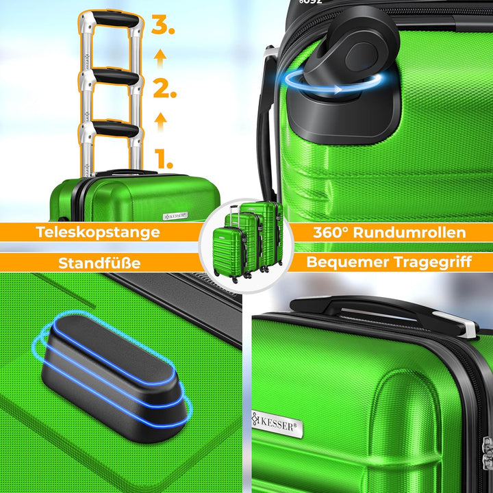 KESSER® 3tlg. Hartschalenkofferset Hard Shell Basic Hartschalenkoffer Trolley Koffer Reisekoffer Rei