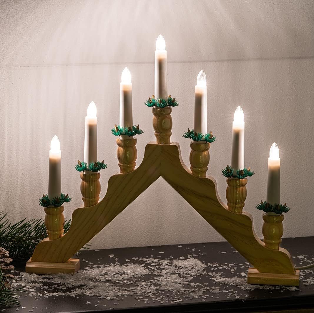 hellum Schwibbogen Weihnachten, 39,5x30cm, Lichterbogen Weihnachten mit Strom und Schalter, Schwibbo