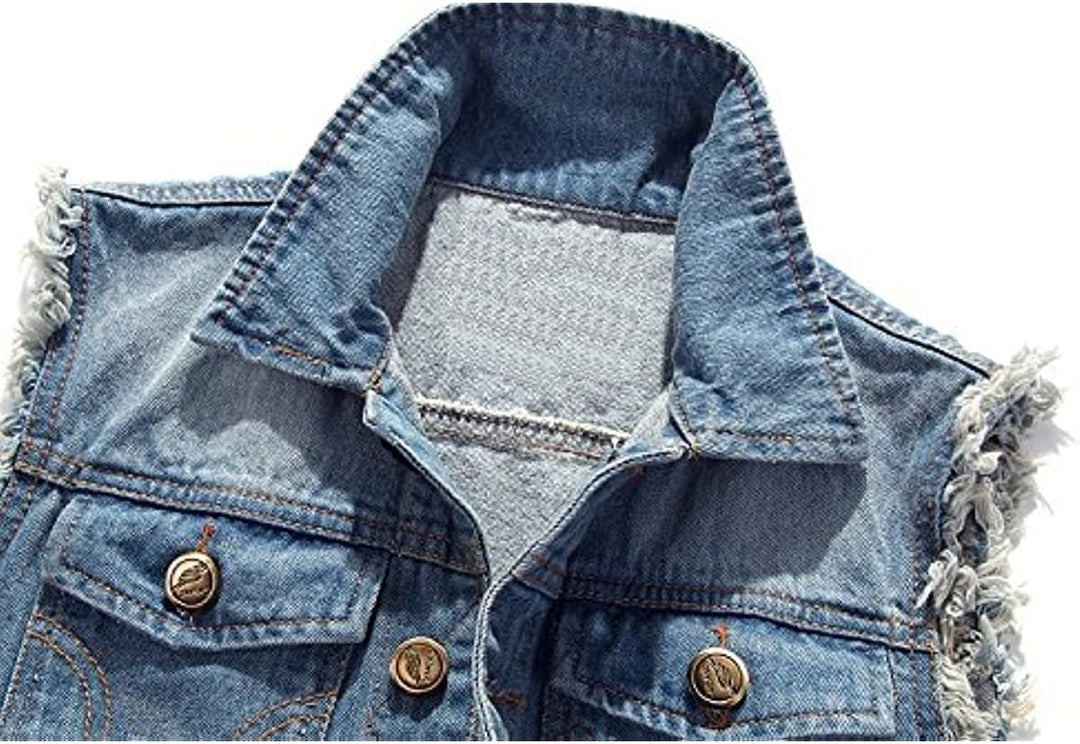 MERCIY Herren Beiläufiger Denim Weste Jacke Klassische ärmel Dünne Jacken L Hellblau, L Hellblau