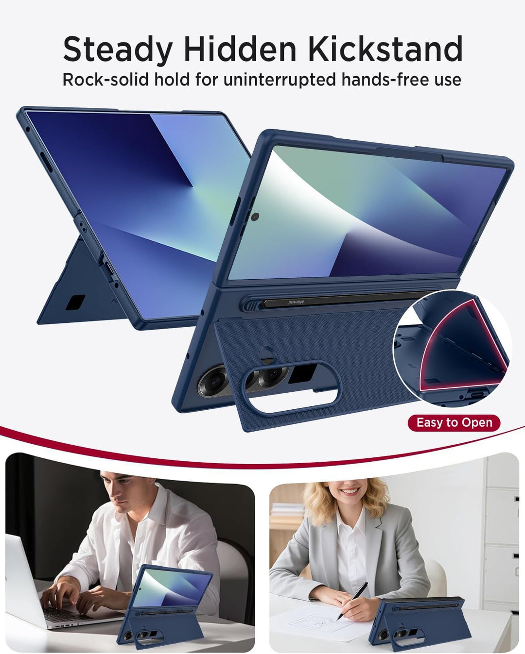 Miimall Kompatibel mit Samsung Galaxy Z Fold 7 Hülle mit S-Pen & Stifthalter, [HD Displayschutz] Ult