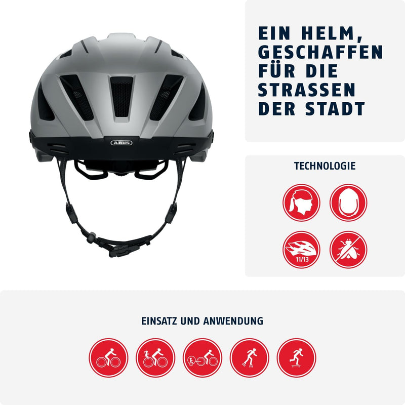 ABUS Stadthelm Pedelec 2.0 MIPS - Fahrradhelm mit Rücklicht, Schirm, Regenhaube und MIPS-Aufprallsch