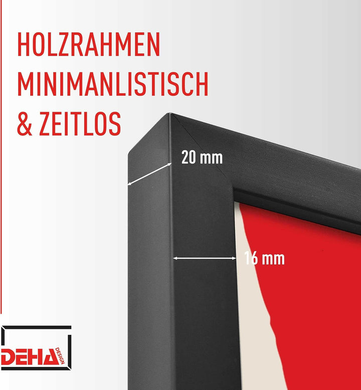 DEHA Design Bilderrahmen Fontana, 40x50 cm, Holz Schwarz, bruchsicheres Acrylglas, für Poster und Bi