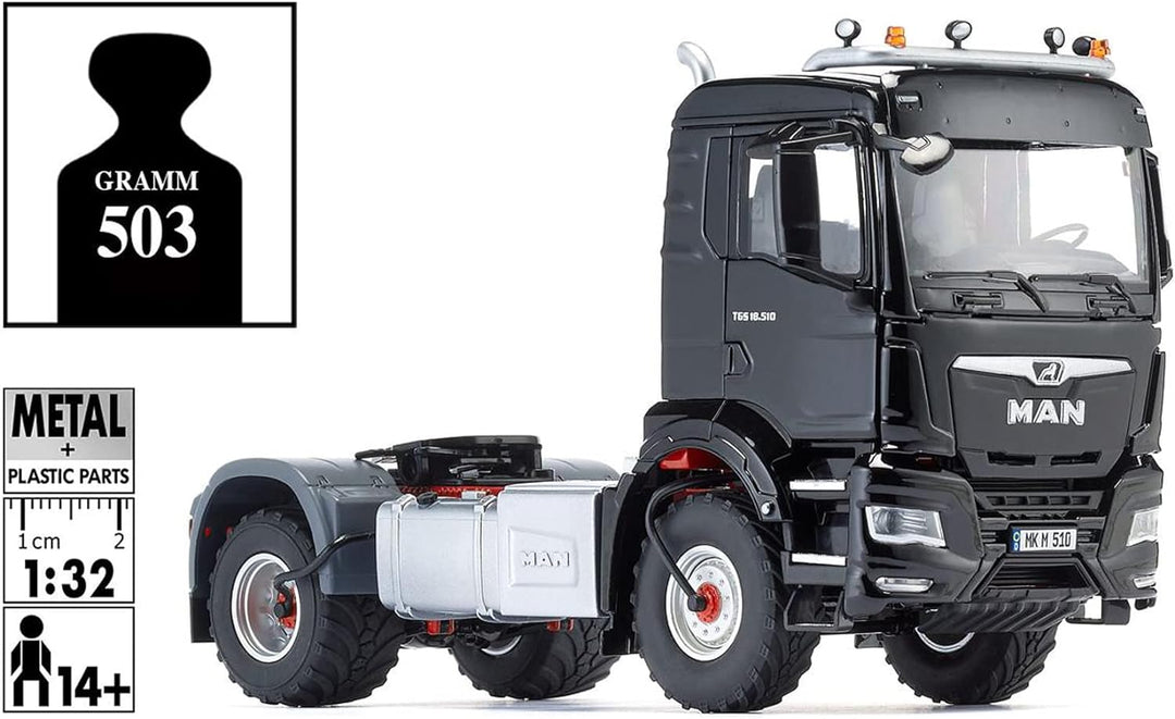 WIKING 077651 MAN TGS 18.510 4x4 BL 2-Achs Zugmaschine, Modell-Lkw, 1:32, Metall/Kunststoff, Ab 14 J