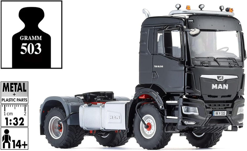 WIKING 077651 MAN TGS 18.510 4x4 BL 2-Achs Zugmaschine, Modell-Lkw, 1:32, Metall/Kunststoff, Ab 14 J