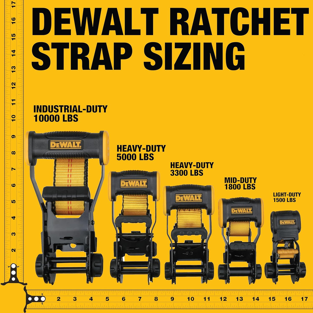 DEWALT DXBC10000F Spanngurt mit Ratsche, mit flachem Haken, robuste Ladungssicherung (4,5 kg Bruchfe