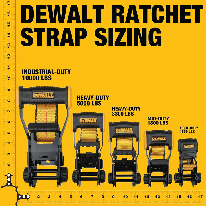 DEWALT DXBC10000F Spanngurt mit Ratsche, mit flachem Haken, robuste Ladungssicherung (4,5 kg Bruchfe