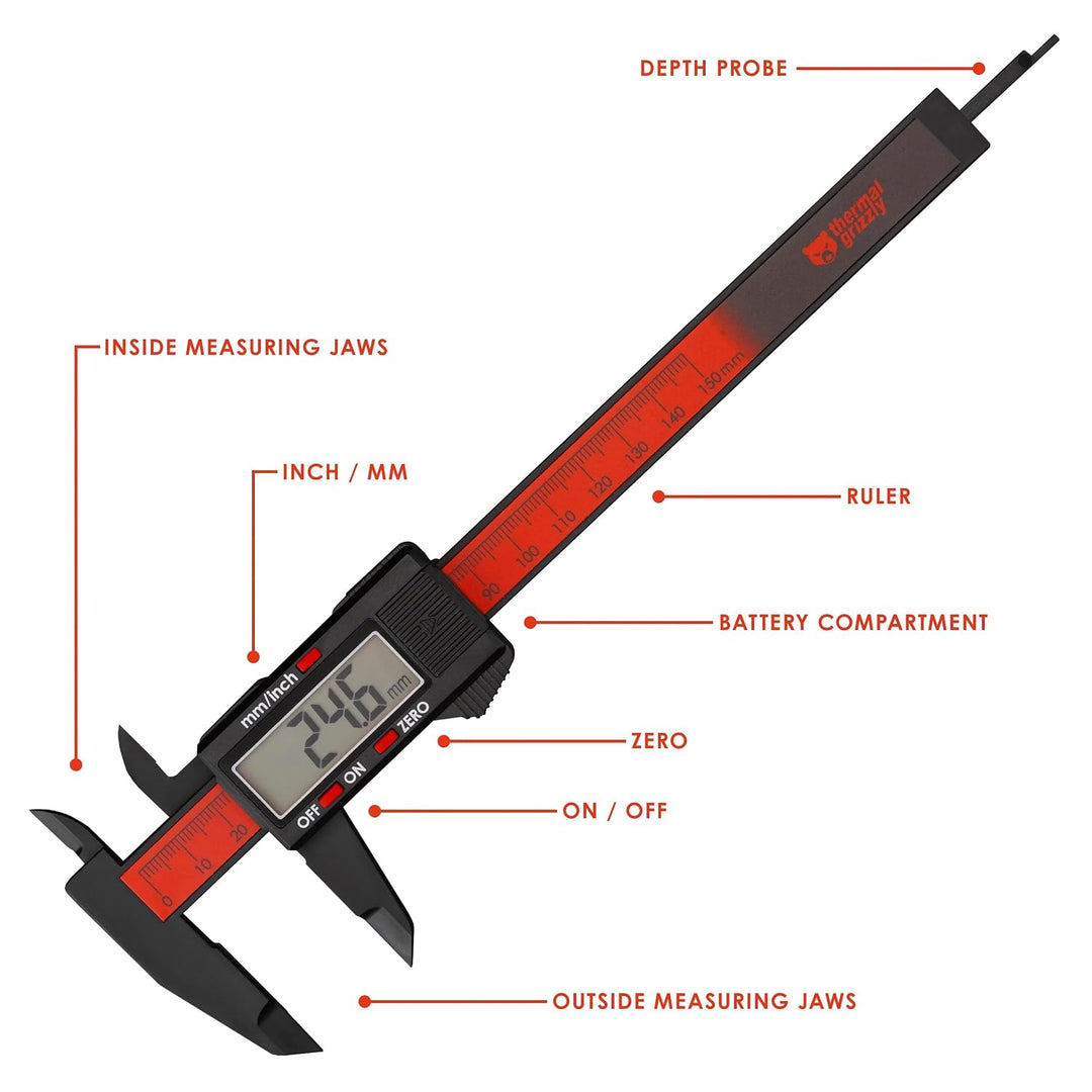 Thermal Grizzly - TG Caliper - Digitaler Messschieber - 150mm - Ablesung 0,1 mm/Genauigkeit ±0,2 mm