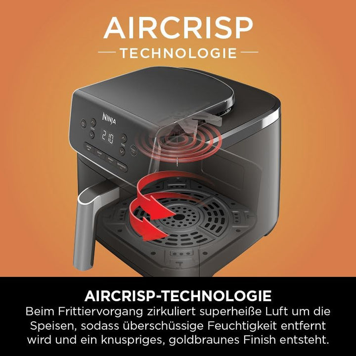 Ninja PRO Air Fryer Heissluftfritteuse, 4,7L Airfryer, Einzelkorb-Heissluftfritteuse, 4-in-1, für 1-