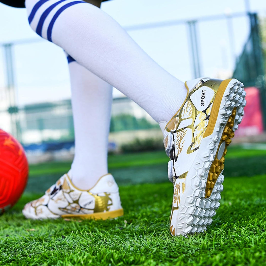Agnueuty Fussballschuhe mit Stollen für Jungen Mädchen Athletics Football Schuhe Laceless Leichtathl