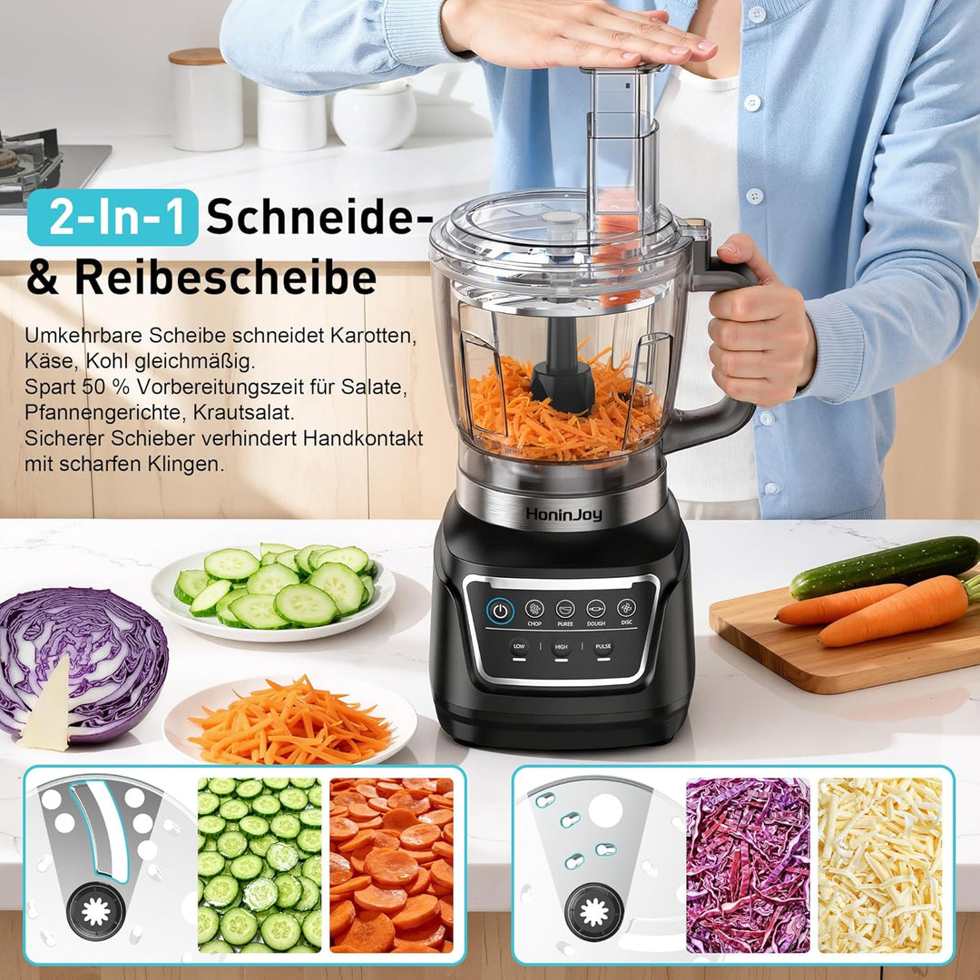 10-in-1 küchenmaschine und Mixer Kombination,1300w-Kompakt-Küchenmaschine für Schnitzel Universalmes