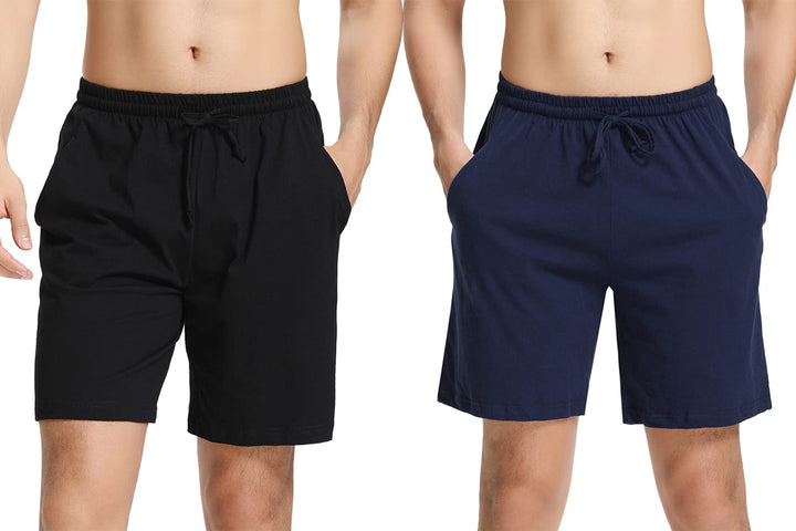 Irdcomps Herren Schlafanzughose Baumwolle Kurz Pyjamahose Schlafhose Schlafshorts Sommer Bermudahose