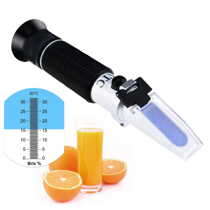 Brix-Refraktometer mit ATC, Bereich 0-32% Brix mit 0.2% Aufteilung, Für Branntwein, Bier, Obst, Schn