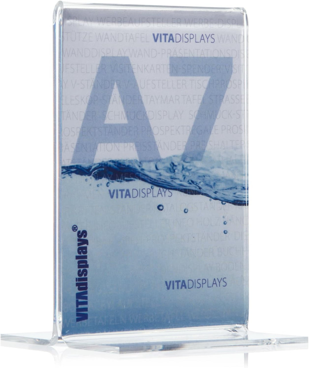 10 Stück Werbeaufsteller als T-Ständer/T-Aufsteller im DIN A7 Hochformat, transparenter Tischaufstel