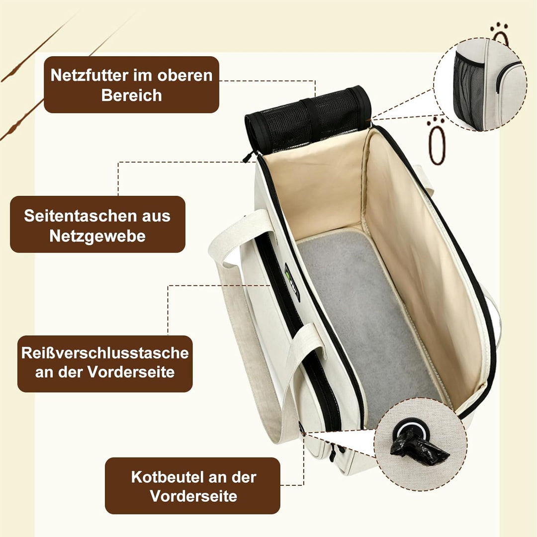 Hundetasche für Kleine Hunde, Tragetasche Hund für Kleine Hunde bis 6.5kg, Leichte Atmungsaktive Hau