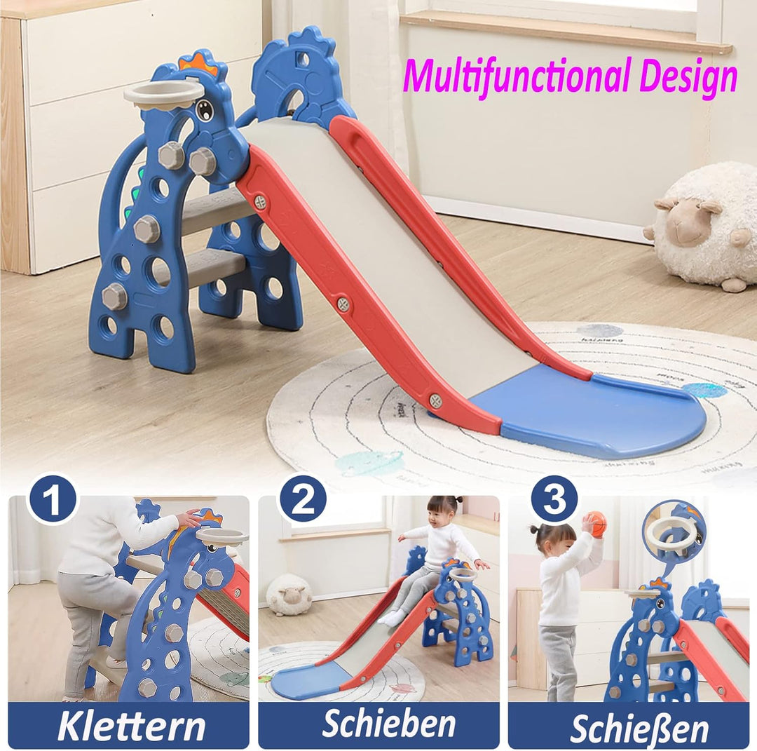 YRHome 3 in 1 Kinderrutsche Kinder Rutsche mit Basketballkorb Faltbar Gartenrutsche Kleinkinderrutsc