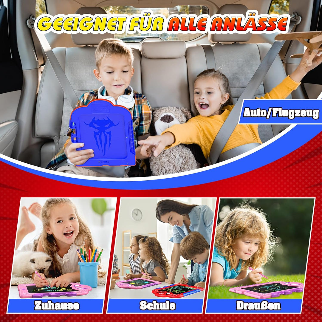 Braxel LCD Schreibtafel Kinder, 2 Stück Maltafel Zeichenbrett Kinder– Farbig/Löschbar/Löschsperre, K