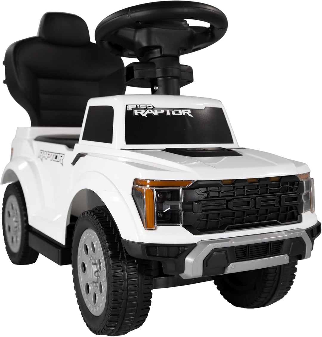 Lemodo Rutschauto Ford F-150 weiss mit Schiebestange, Kinderfahrzeug aus Kunststoff mit Sound-Lenkra