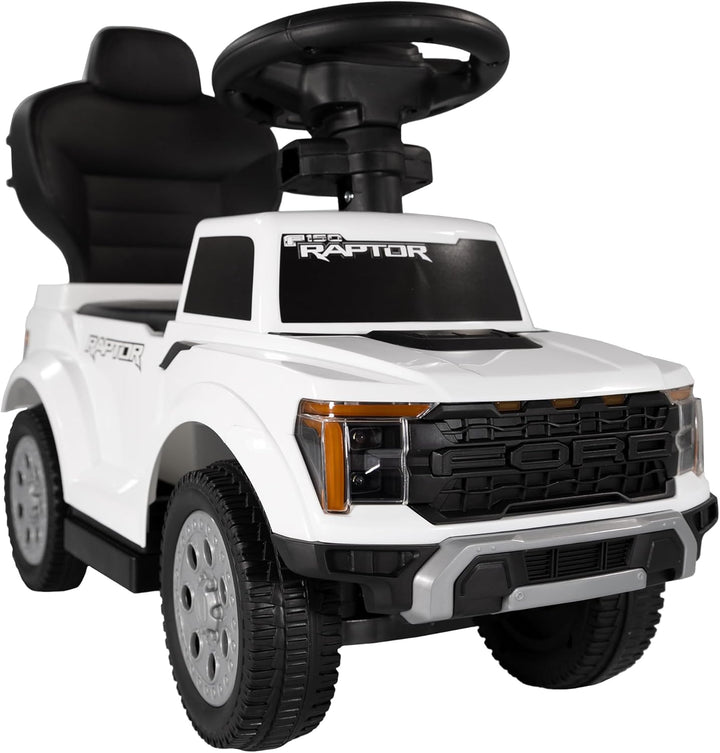Lemodo Rutschauto Ford F-150 weiss mit Schiebestange, Kinderfahrzeug aus Kunststoff mit Sound-Lenkra