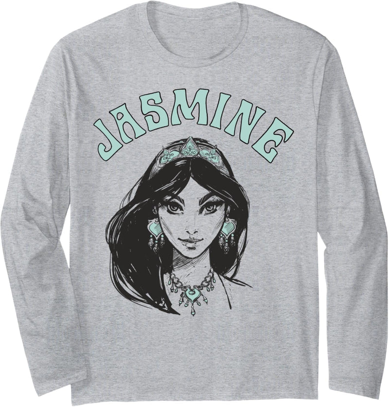 Disney Aladdin Live Action Jasmine Face Portrait Sketch Langarmshirt