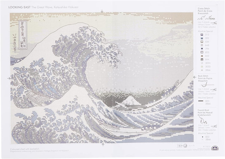 DMC Kit per Punto Croce British Museum The Great Wave, 100% Cotone, Multicolore, 15 x 1 x 15 cm