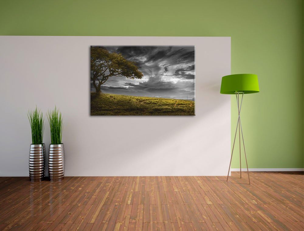 Alleinstehender Baum schwarz/weiss Format: 100x70 auf Leinwand, XXL riesige Bilder fertig gerahmt mi