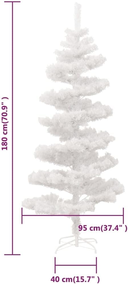 vidaXL Spiral-Weihnachtsbaum mit Beleuchtung und Ständer Weiss 180 cm Weiss 180 x 95 cm, Weiss 180 x