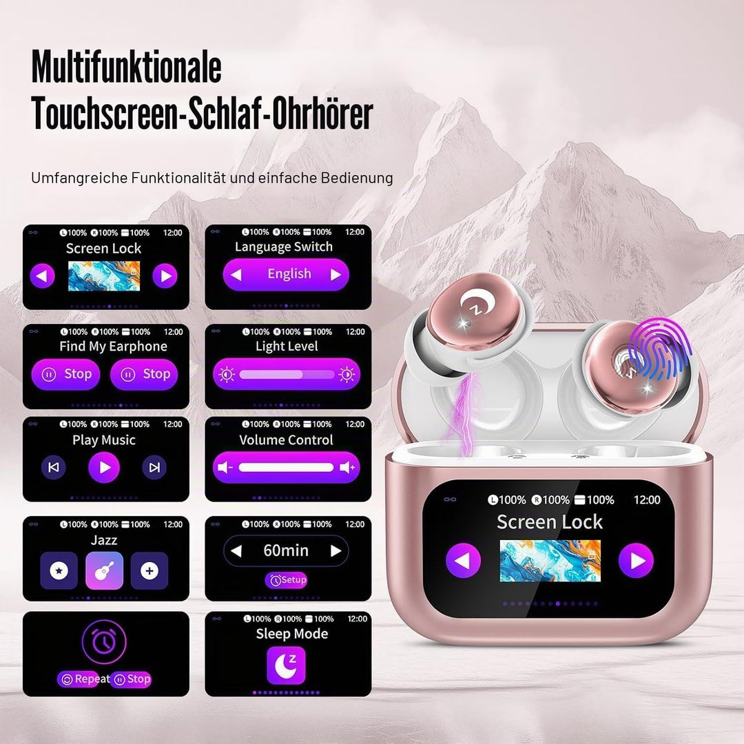 Bluetooth Kopfhörer, Mini 48 Std Schlafkopfhörer Bluetooth 5.4 mit Touchscreen, 2026 Neue in Ear Kop