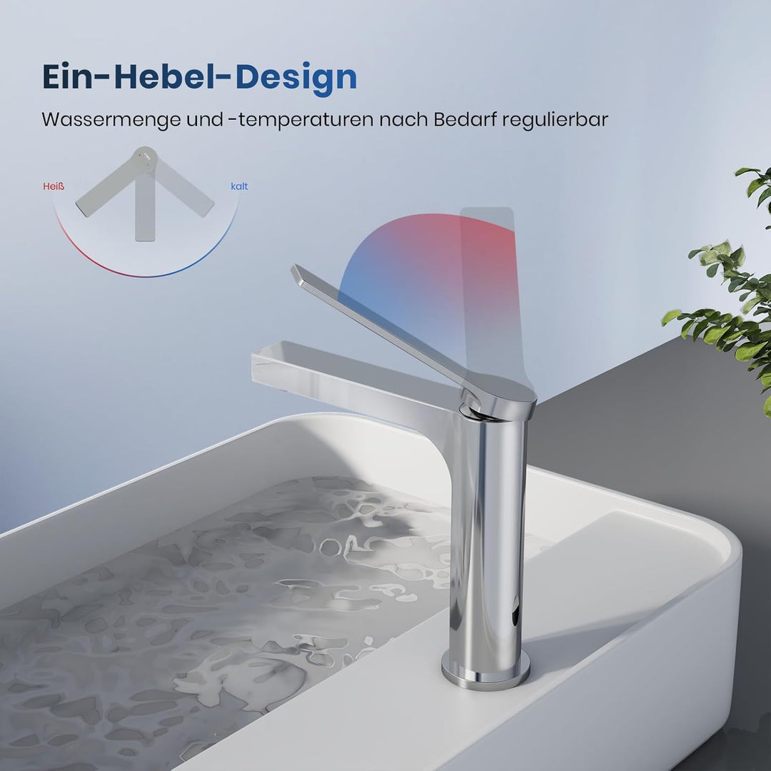 EMKE Wasserhahn Bad Chrom, 195 x 173 x 46 mm, Messing, Keramikkartusche, Badarmatur, Mischbatterie W