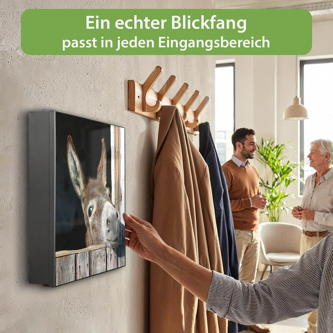 banjado® Grosser Schlüsselkasten Glas/Schlüsselbox 30cm x 30cm mit 50 Haken - Motiv Nicki/Schlüsselk