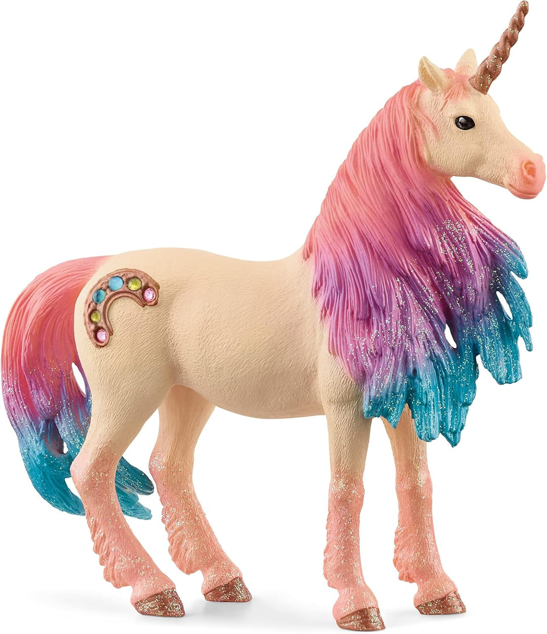 SCHLEICH 70723 Spielfigur -Marshmallow Einhorn Stute bayala, Mehrfarbig & 70727 Spielfigur -Regenbog