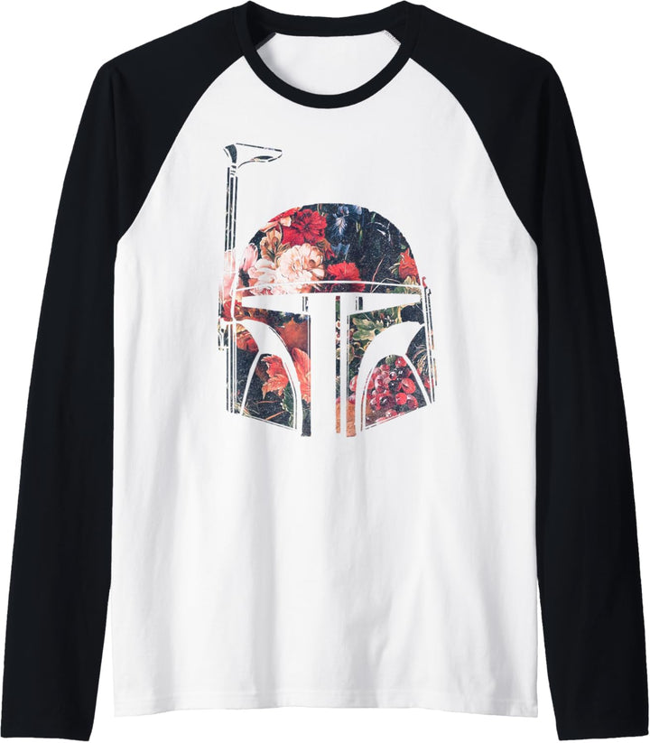 Star Wars Boba Fett Floral Print Helmet Raglan